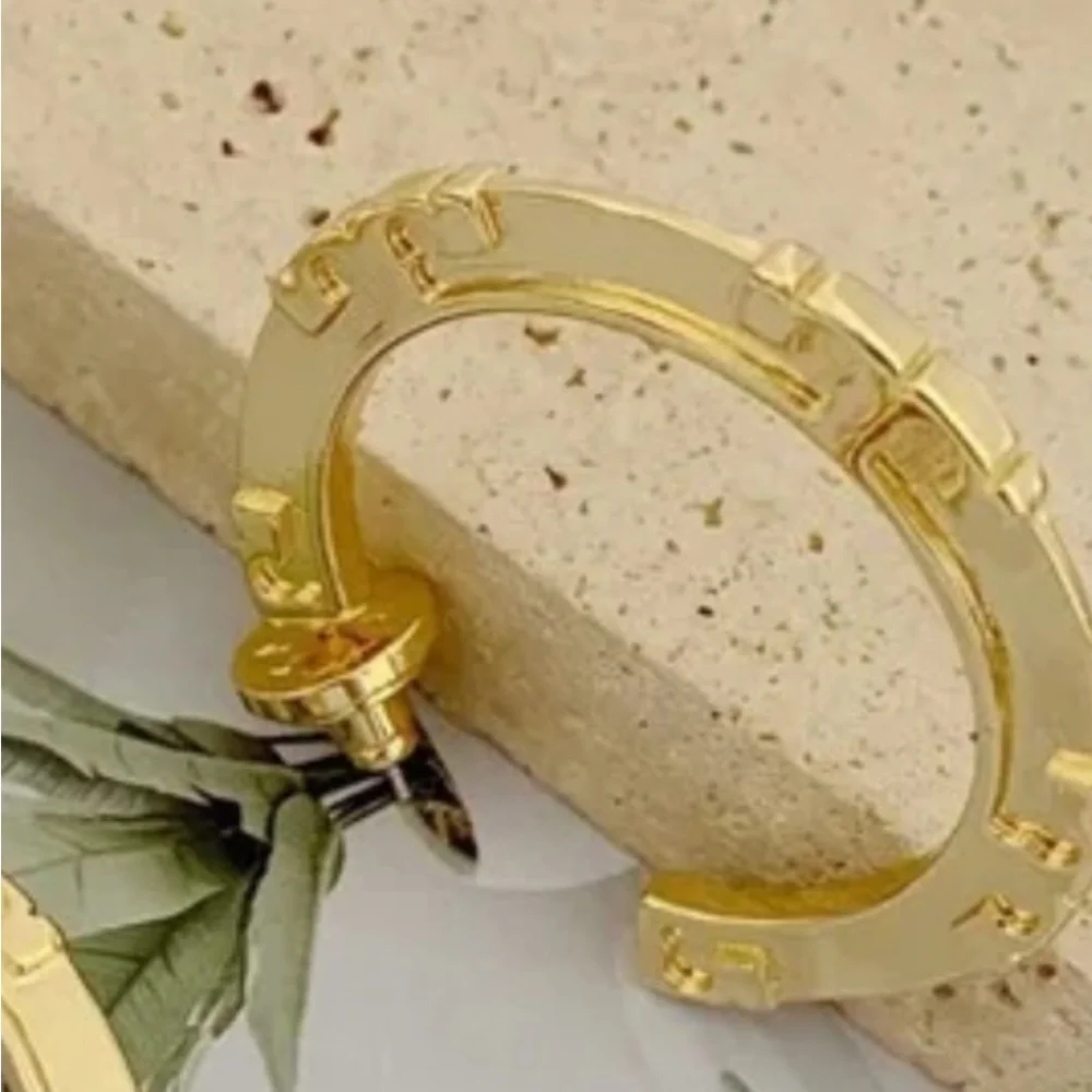 Tory Burch Icon Hoop Gold Logo Earrings